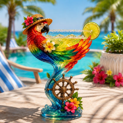 Parrot Paradise Margarita Glass – Tropical Coastal Collector Cocktail Goblet