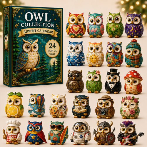 CHRISTMAS KICKOFF 40% OFF - Whimsical Owls Advent Calendar 2026 - 24-Day Festive Countdown, Acrylic Charms Blind Box - Gift For Animal Lovers