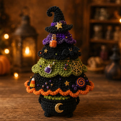 Halloween Tree DIY Crochet Kit | All-In-One Kit for a Layered 7-Inch Spooky Tabletop Decoration 🧶👻✨