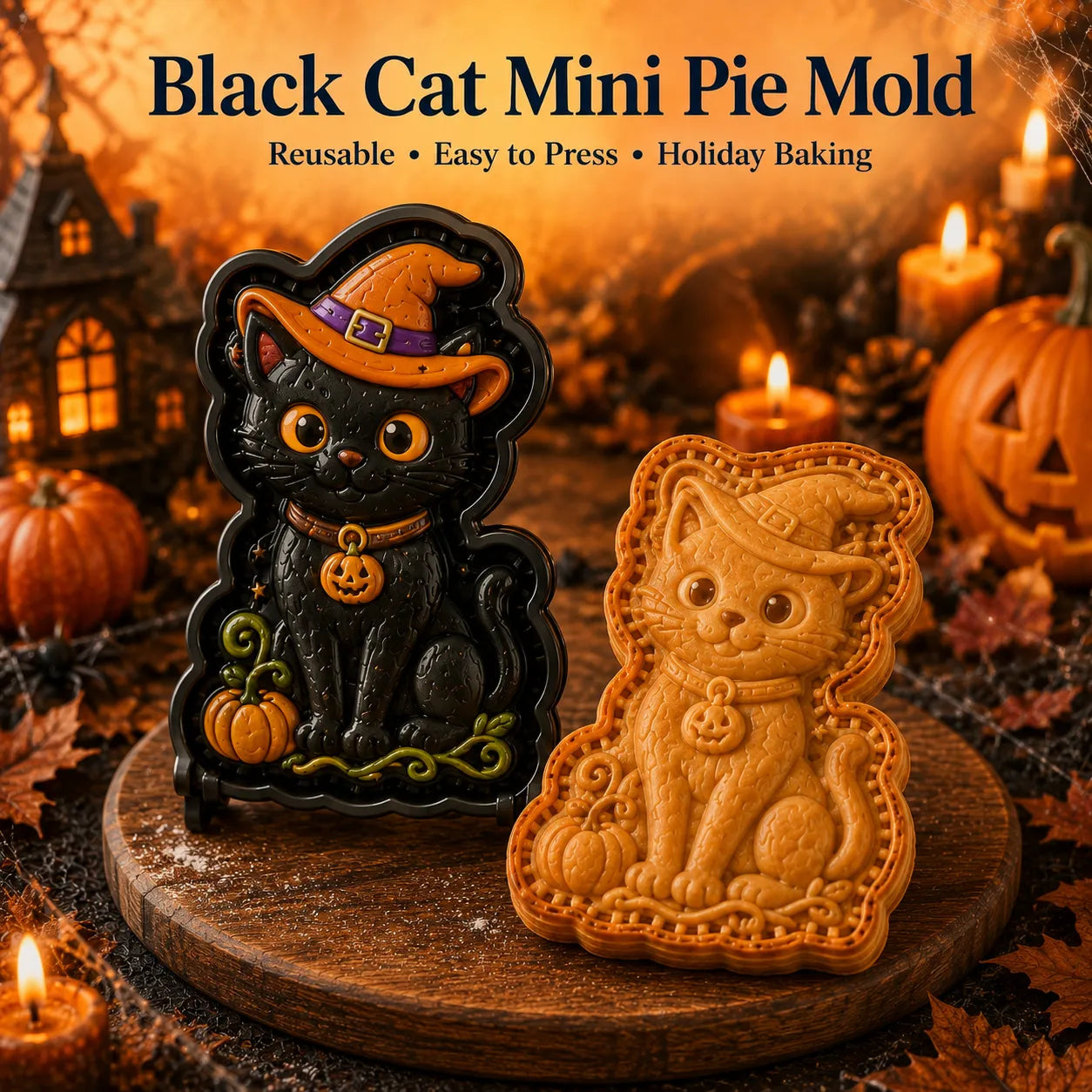 🎃 Halloween Mini Pie Mold Collection | Reusable Embossed Molds for Shaping Detailed Pumpkin, Ghost, Reindeer, Tree & Holiday Pies 🥧✨