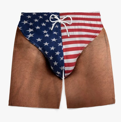 Custom Funny Patriotic Men Swim Trunks - Personalized Summer Vacation And Travel Gifts For Men - Freedom And Chill