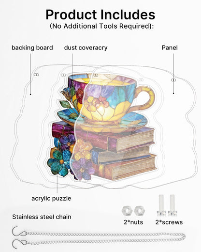 Radiant Bloom Teacup Light Suncatcher-Acrylic Window Art