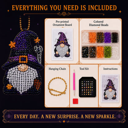 🔥HOT SALE 50% OFF - 🎃✨ 31 Days of Gnome Surprises Halloween Diamond Painting Advent Calendar