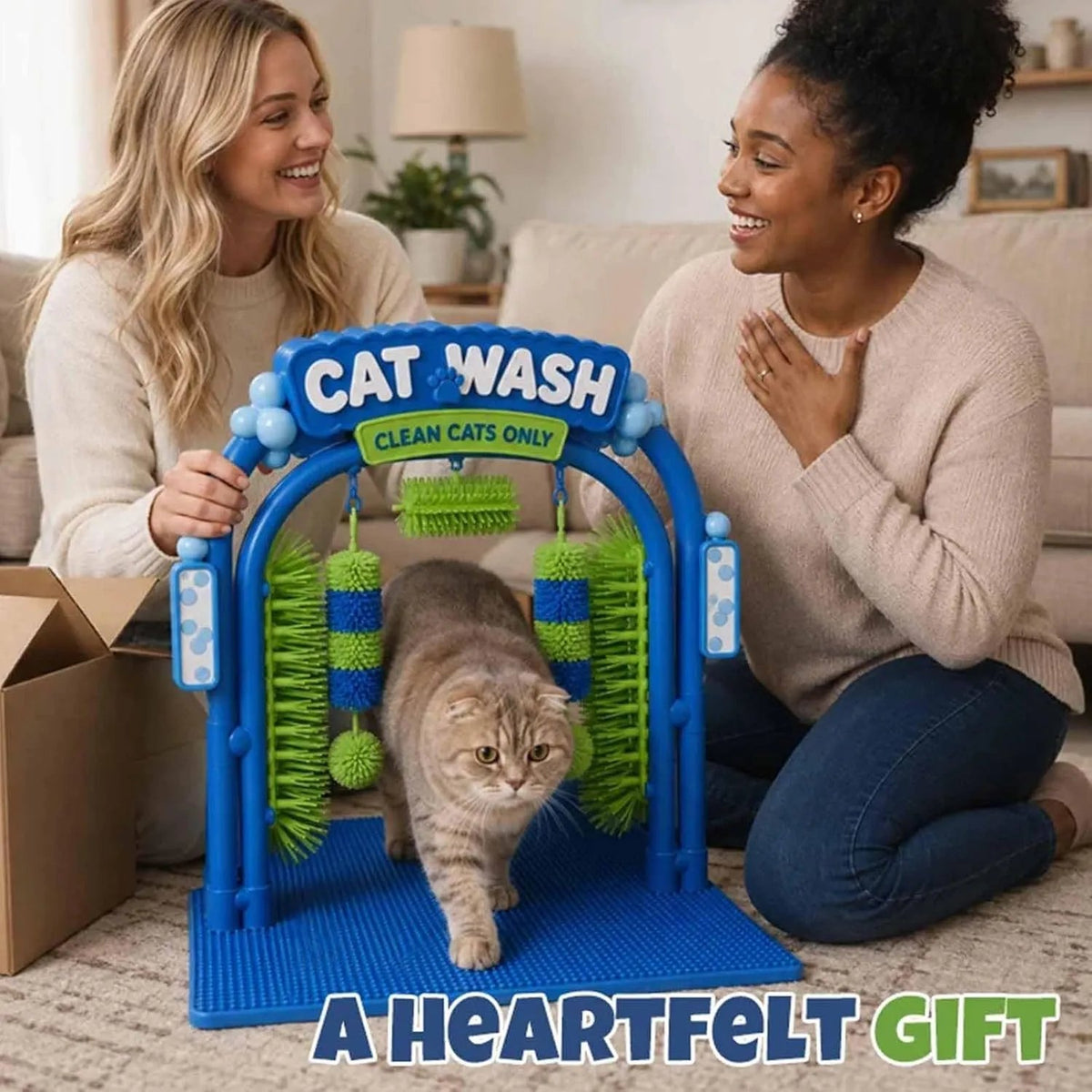 Cat Wash Self-Grooming Station – Hands-Free Brushing & Loose-Fur Catching