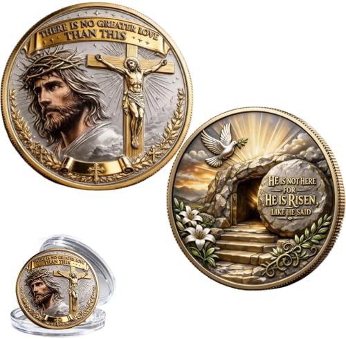 Christian Faith Commemorative Coin, Jesus Crucifixion & Resurrection Religious Keepsake, Double‑Sided Collector’s Gift