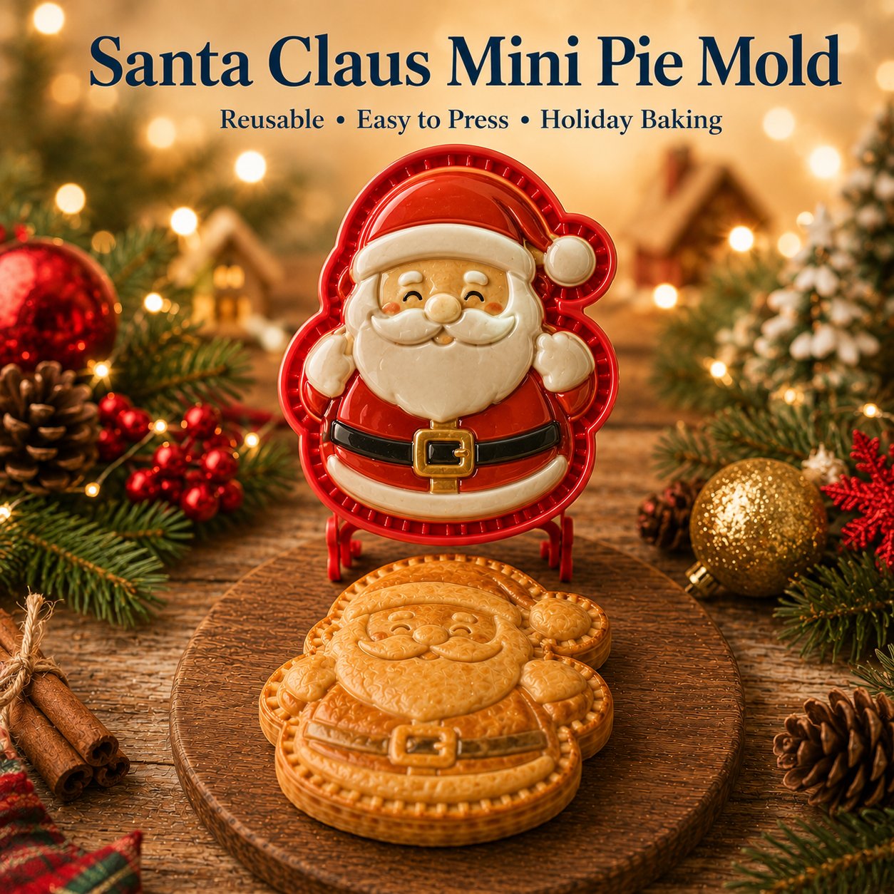 ⏳ Last Day50% OFF – 🎄 9-Design Christmas Mini Pie Mold Collection | Reusable Embossed Molds for Shaping Detailed Santa, Snowman, Reindeer, Tree & Holiday Pies 🥧✨
