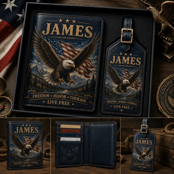 Personalised Men's Passport Cover and Luggage Tag Set — The Perfect Gift for Him