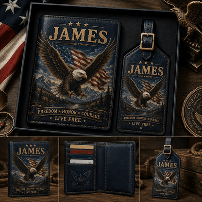 Personalised Men's Passport Cover and Luggage Tag Set — The Perfect Gift for Him