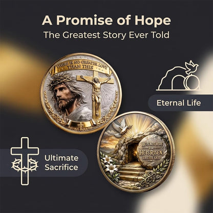 Christian Faith Commemorative Coin, Jesus Crucifixion & Resurrection Religious Keepsake, Double‑Sided Collector’s Gift