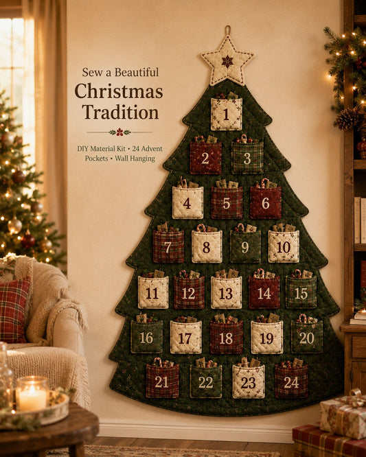 🎉🎄✨24-Pocket Fabric Christmas Advent Tree Kit(📦 Buy 2 Free Shipping)