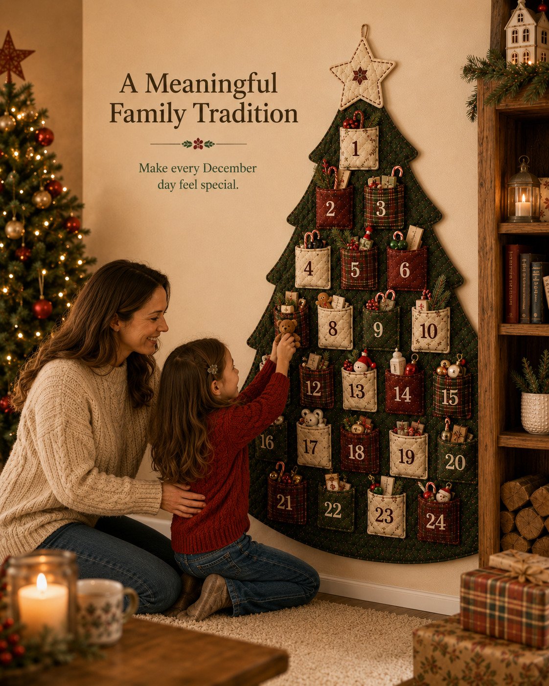 🎉🎄✨24-Pocket Fabric Christmas Advent Tree Kit(📦 Buy 2 Free Shipping)