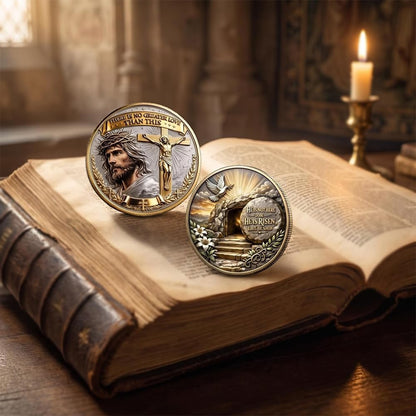 Christian Faith Commemorative Coin, Jesus Crucifixion & Resurrection Religious Keepsake, Double‑Sided Collector’s Gift