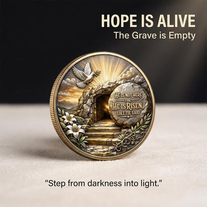 Christian Faith Commemorative Coin, Jesus Crucifixion & Resurrection Religious Keepsake, Double‑Sided Collector’s Gift