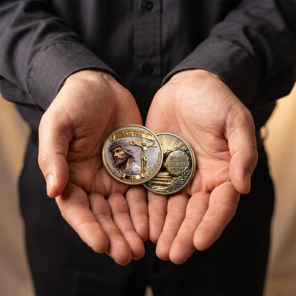 Christian Faith Commemorative Coin, Jesus Crucifixion & Resurrection Religious Keepsake, Double‑Sided Collector’s Gift