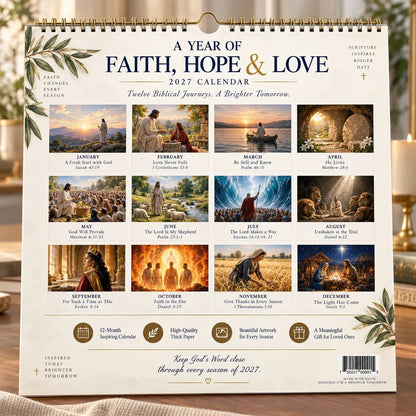 ✝️ 2027 Bible Verses for Strength Wall Calendar | 12 Months of Scripture-Inspired Themes, Biblical Artwork & Daily Faith for Home, Office & Prayer Spaces 📖
