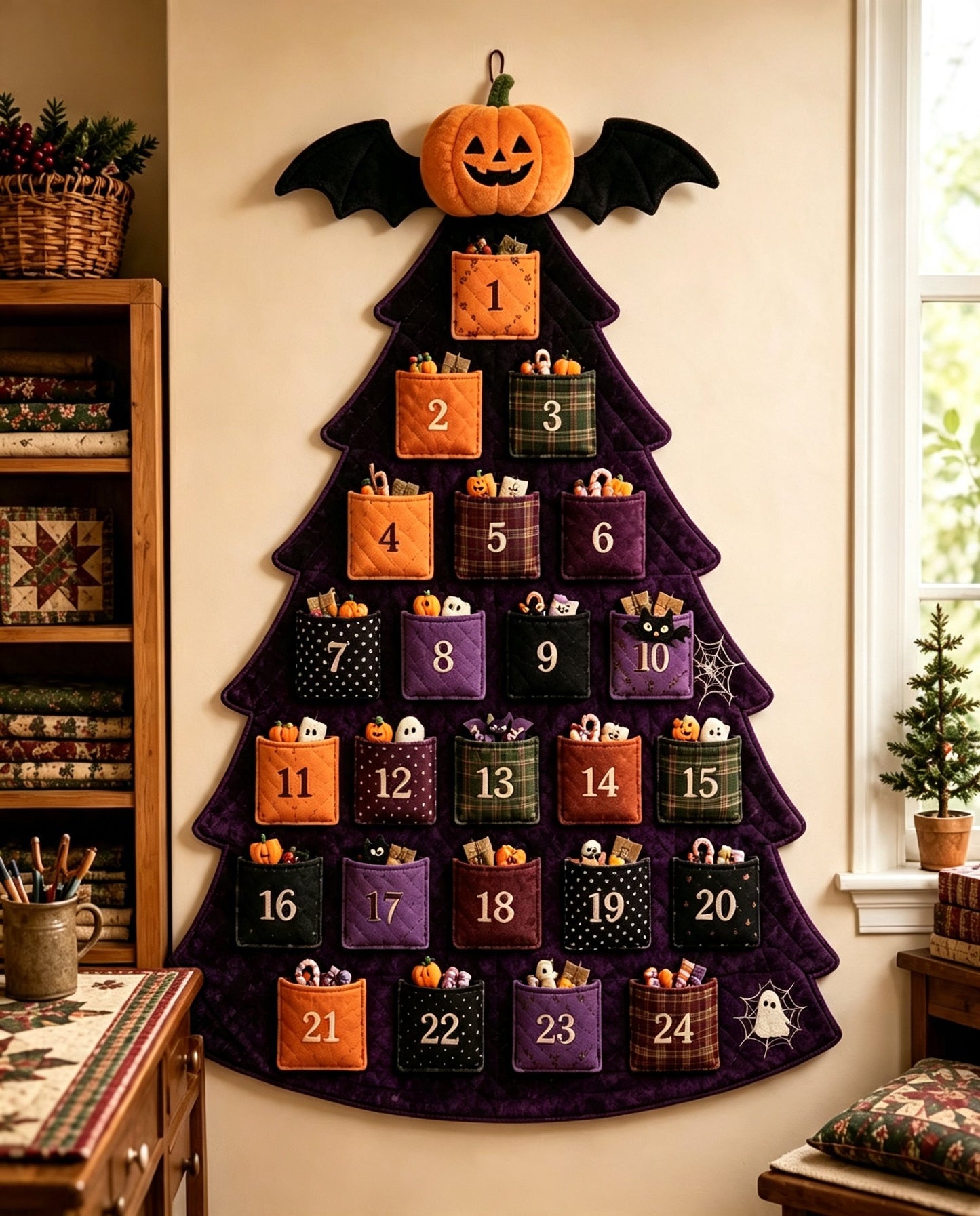 🎉🎄✨24-Pocket Fabric Christmas Advent Tree Kit(📦 Buy 2 Free Shipping)