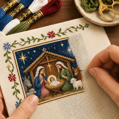 ⏳ Last Day 49% OFF – ✝️ Beginner-Friendly Life of Jesus Bible Story Cross Stitch DIY Kit | 6 Biblical Collections with Fabric, Color-Matched Floss, Needle & Pattern Guide Included 💕