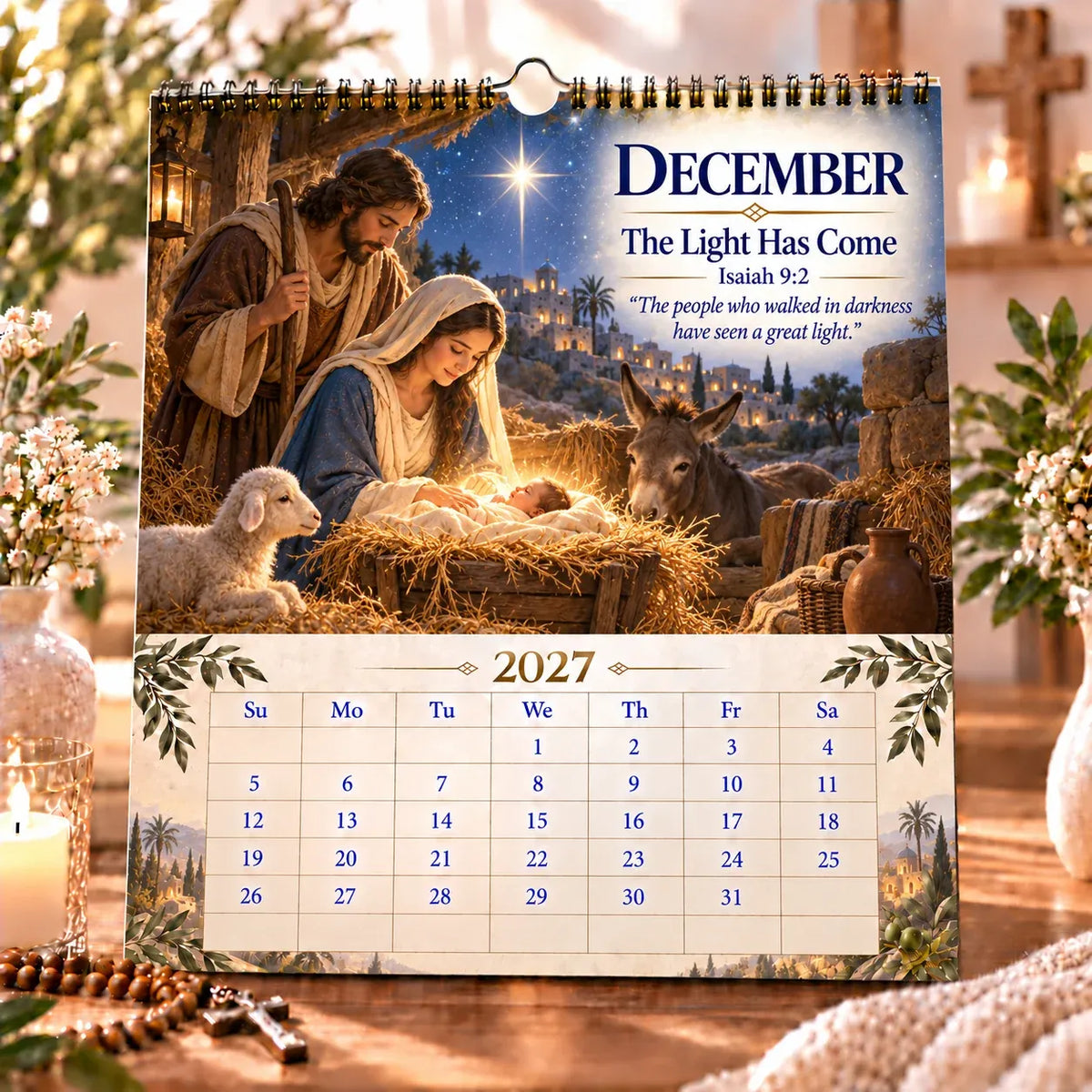 ✝️ 2027 Bible Verses for Strength Wall Calendar | 12 Months of Scripture-Inspired Themes, Biblical Artwork & Daily Faith for Home, Office & Prayer Spaces 📖