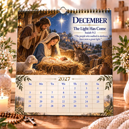 ✝️ 2027 Bible Verses for Strength Wall Calendar | 12 Months of Scripture-Inspired Themes, Biblical Artwork & Daily Faith for Home, Office & Prayer Spaces 📖