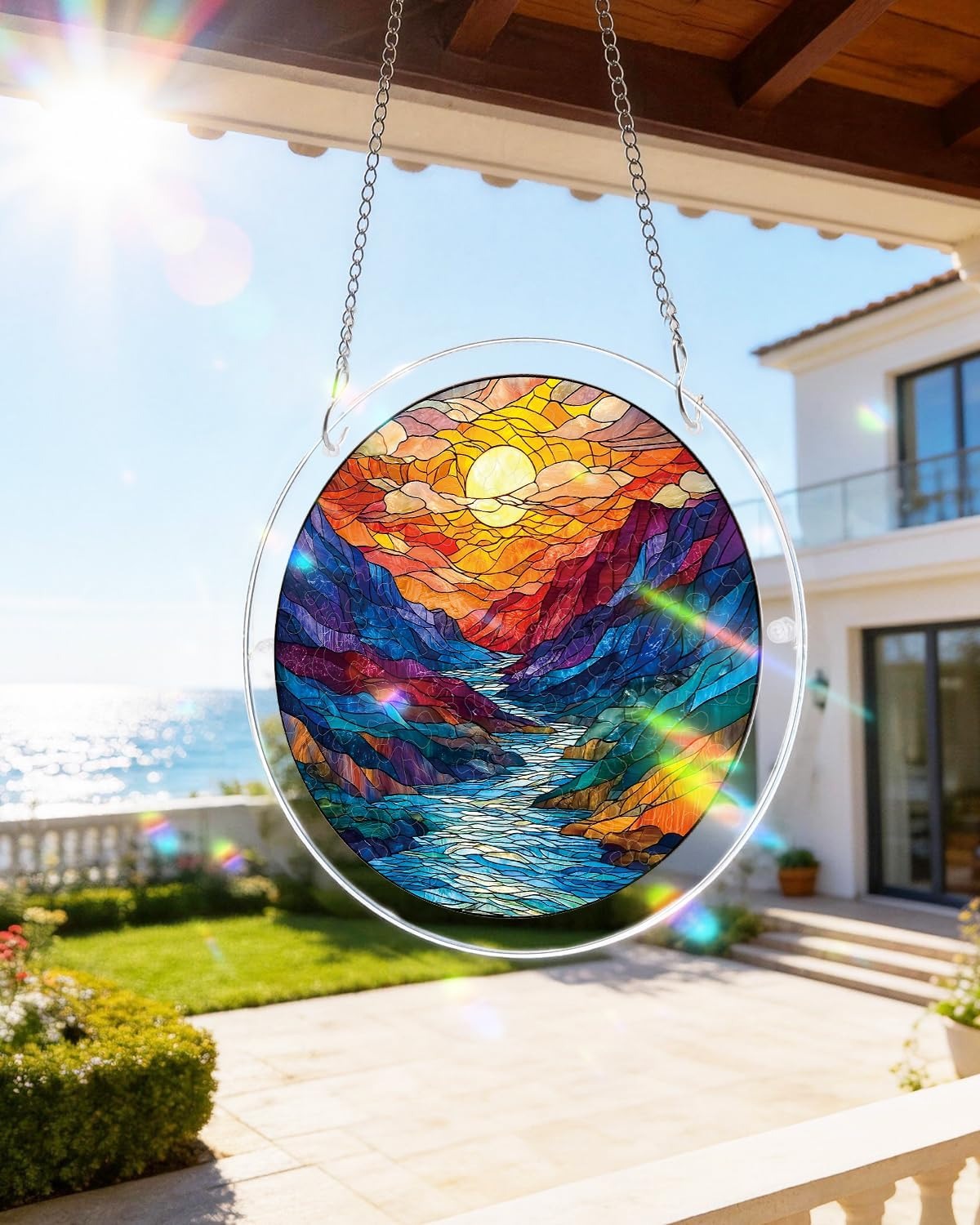 Glazed Mountain Moon Light Suncatcher-Acrylic Window Art