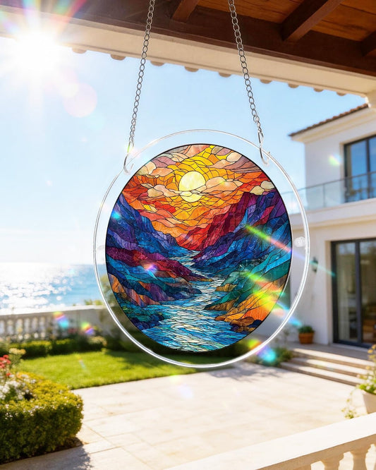 Glazed Mountain Moon Light Suncatcher-Acrylic Window Art
