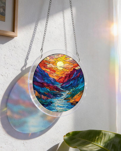 Glazed Mountain Moon Light Suncatcher-Acrylic Window Art
