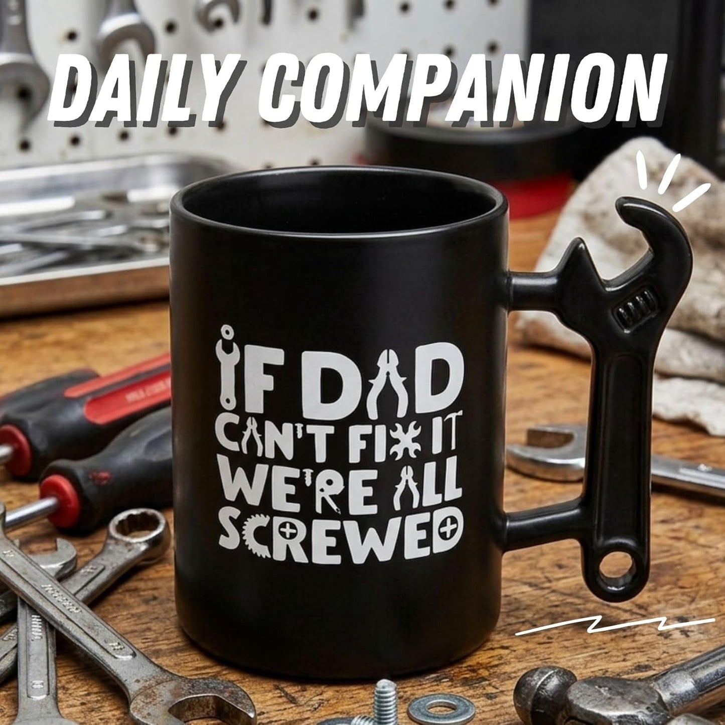 🔥Limited-time 50% off🎁Funny Wrench Handle Coffee Mug, Perfect Father’s Day Gift for Dad, Grandpa, Mechanic & Handyman