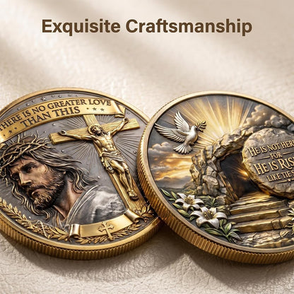 Christian Faith Commemorative Coin, Jesus Crucifixion & Resurrection Religious Keepsake, Double‑Sided Collector’s Gift