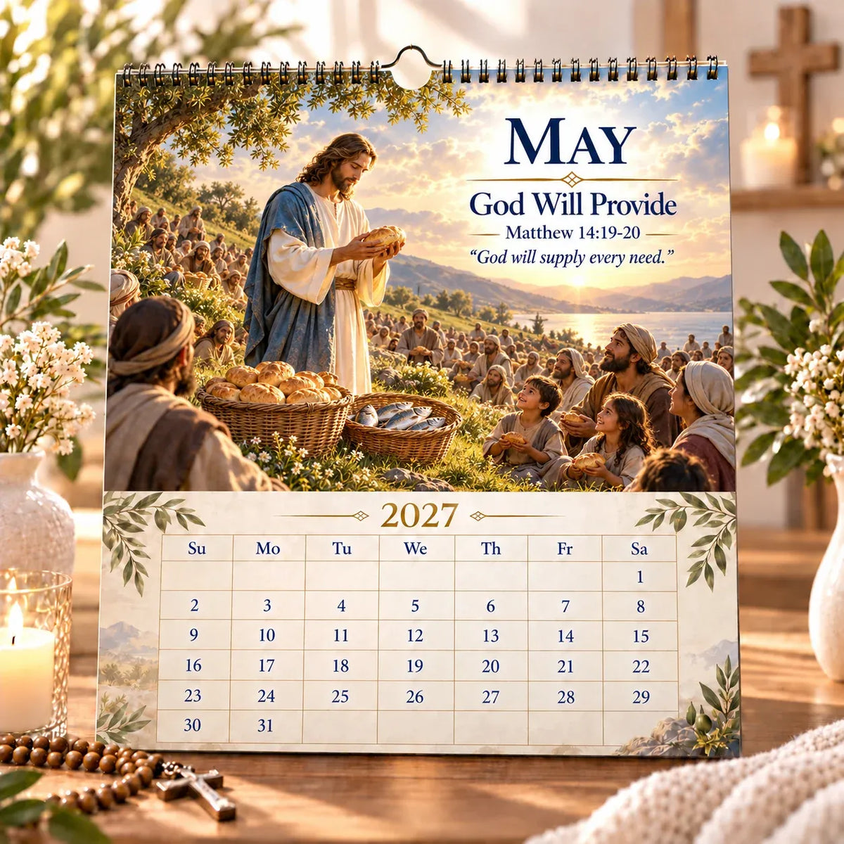 ✝️ 2027 Bible Verses for Strength Wall Calendar | 12 Months of Scripture-Inspired Themes, Biblical Artwork & Daily Faith for Home, Office & Prayer Spaces 📖