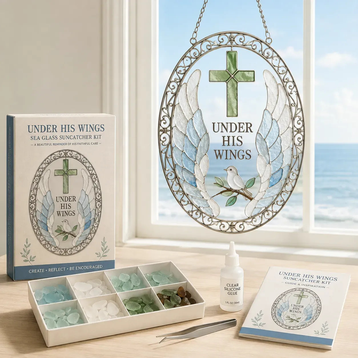 ⏳ Last Day 49% OFF – ✝️ Beginner-Friendly DIY Scripture Sea Glass Suncatcher Kit Collection | Complete Kit with Frosted Sea Glass Pieces, Clear Adhesive & Step-by-Step Guide Included 💕
