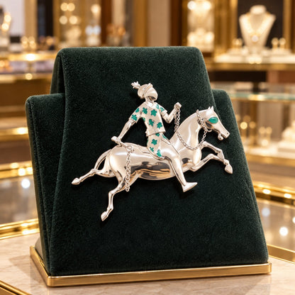 ✨ Handmade 925 Sterling Silver Equestrian Brooch – 2-in-1 Suit Pocket Accessory🐎🕴️
