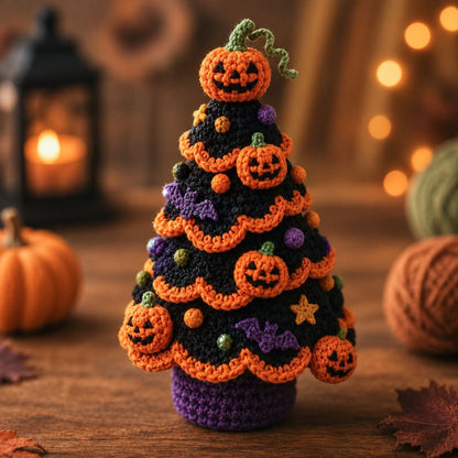 Halloween Tree DIY Crochet Kit | All-In-One Kit for a Layered 7-Inch Spooky Tabletop Decoration 🧶👻✨