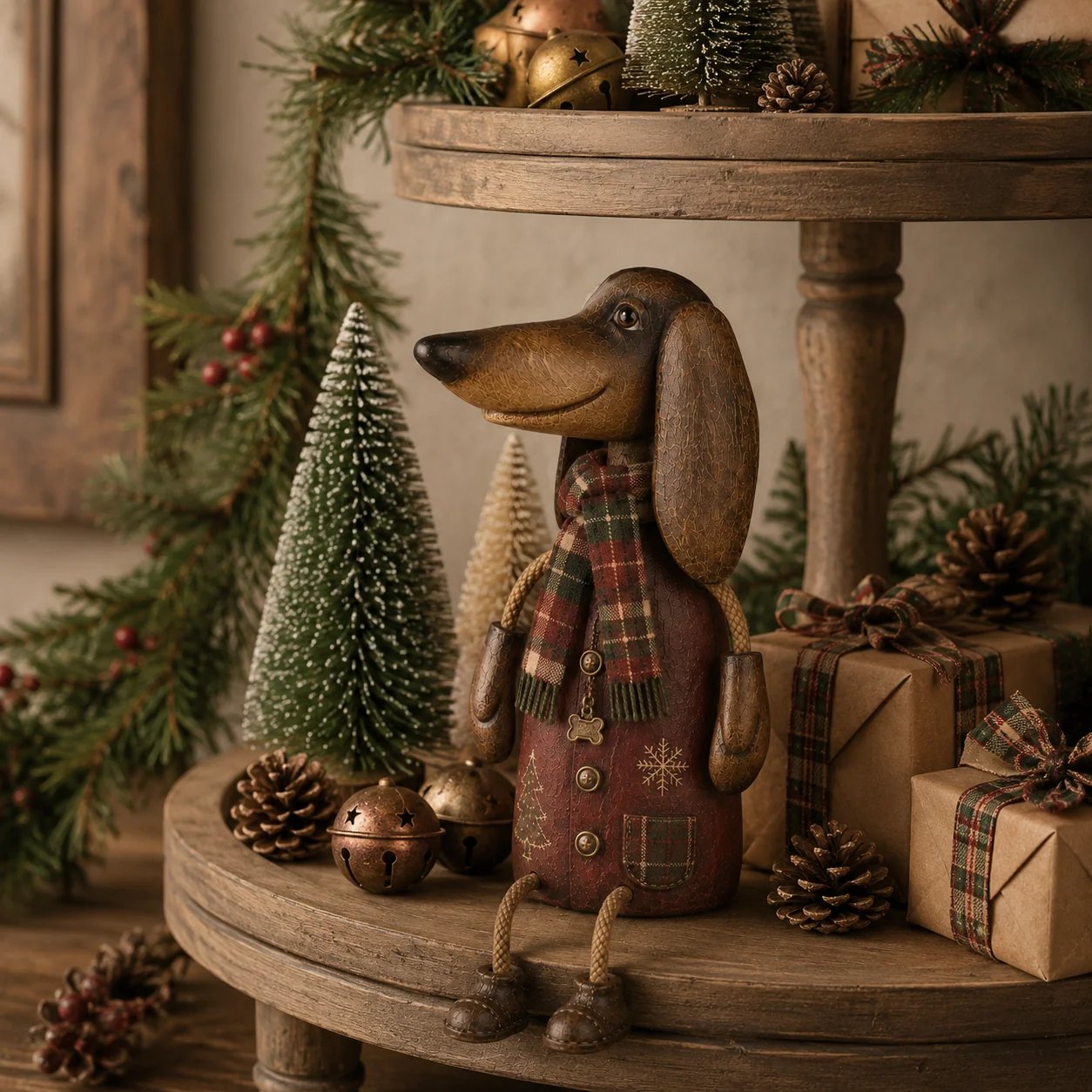🐶🎄 Vintage Christmas Dachshund Shelf Sitter