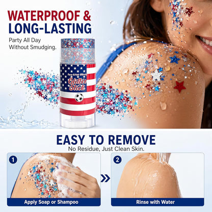 🔥Limited-time 50% off🎉Patriotic Red White Blue Glitter Stick, Face Hair & Body Glitter Gel for Fourth of July, Party, Festival & Makeup (11 Styles)