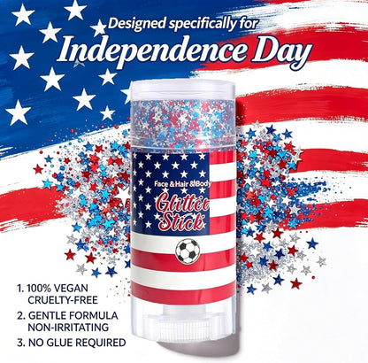 🔥Limited-time 50% off🎉Patriotic Red White Blue Glitter Stick, Face Hair & Body Glitter Gel for Fourth of July, Party, Festival & Makeup (11 Styles)