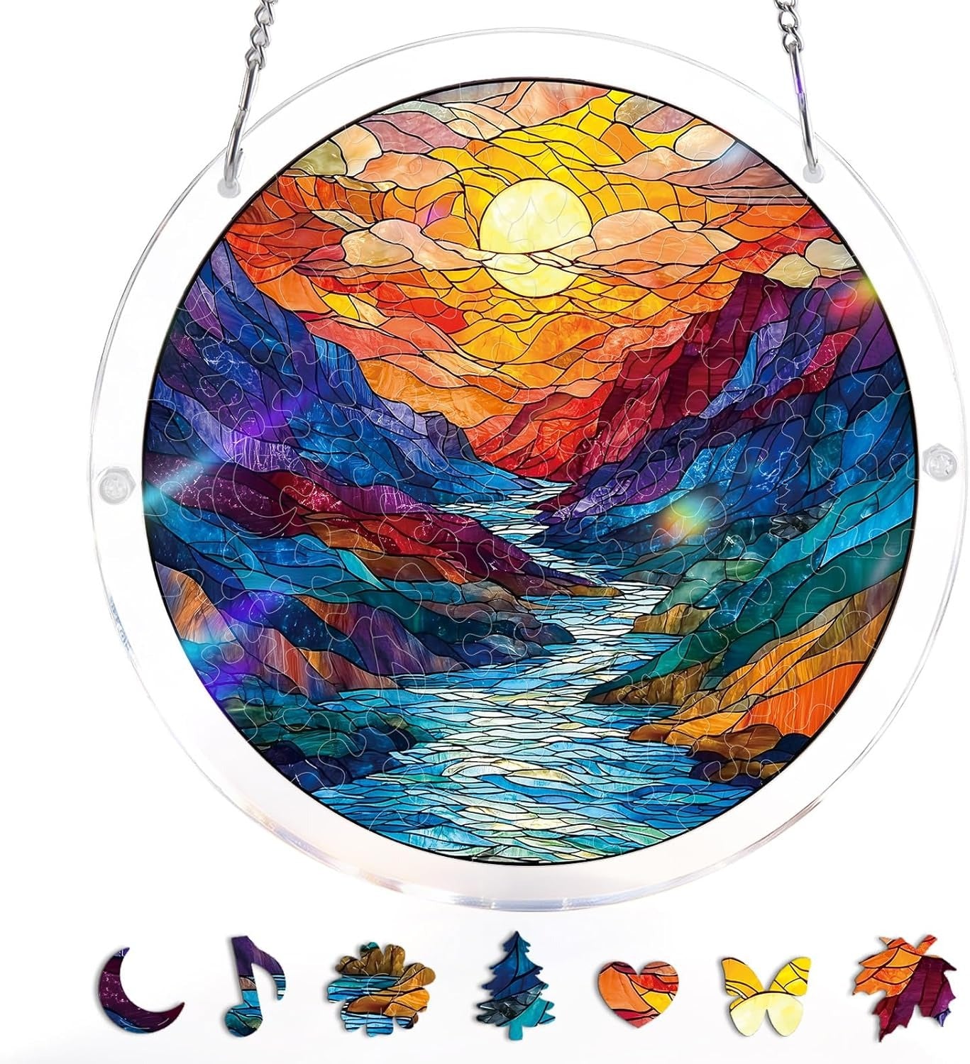 Glazed Mountain Moon Light Suncatcher-Acrylic Window Art