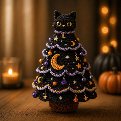 Halloween Tree DIY Crochet Kit | All-In-One Kit for a Layered 7-Inch Spooky Tabletop Decoration 🧶👻✨