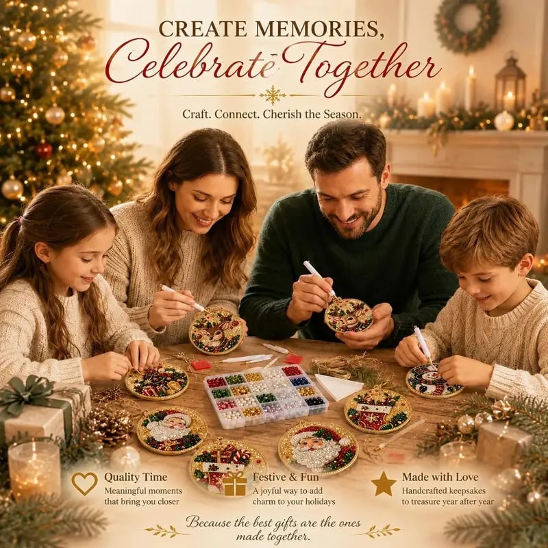⏳ Last Day 50% OFF – 🎄Beginner-Friendly Christmas Pearl & Gem Diamond Painting DIY Kit | 6 Festive Ornament Designs with Sparkling Pearls, Faceted Gems & 3D Layered Detail 💕