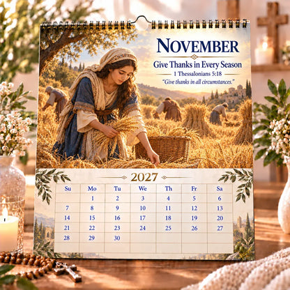 ✝️ 2027 Bible Verses for Strength Wall Calendar | 12 Months of Scripture-Inspired Themes, Biblical Artwork & Daily Faith for Home, Office & Prayer Spaces 📖