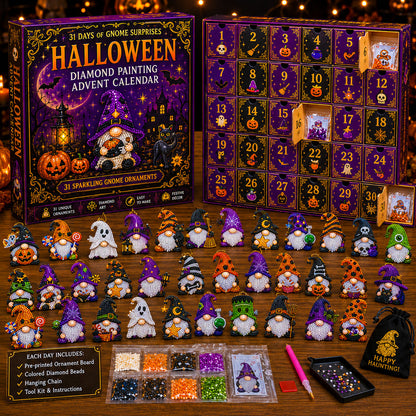 🔥HOT SALE 50% OFF - 🎃✨ 31 Days of Gnome Surprises Halloween Diamond Painting Advent Calendar