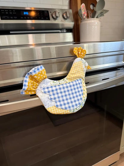 🐔 Handmade Chicken Oven Mitt & Pot Holder – Quilted Hen Hot Pad, Insulated & Heat Resistant, Farmhouse Kitchen Decor 🔥🏡