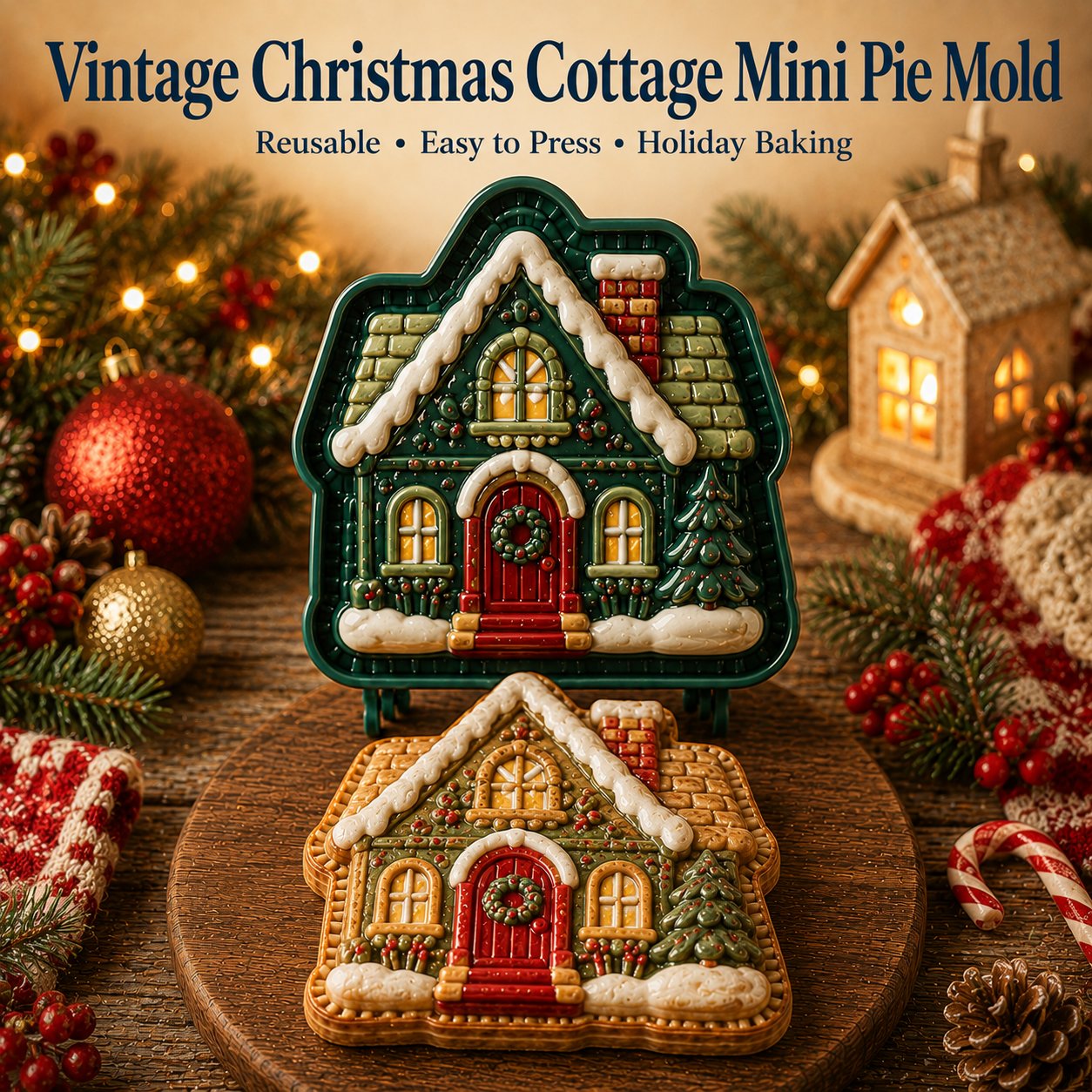 ⏳ Last Day50% OFF – 🎄 9-Design Christmas Mini Pie Mold Collection | Reusable Embossed Molds for Shaping Detailed Santa, Snowman, Reindeer, Tree & Holiday Pies 🥧✨