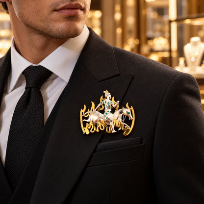 ✨ Handmade 925 Sterling Silver Equestrian Brooch – 2-in-1 Suit Pocket Accessory🐎🕴️