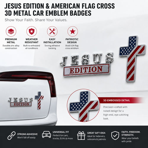✝Blessed Jesus Edition Cross Car Emblem Metal Badge