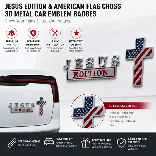 ✝Blessed Jesus Edition Cross Car Emblem Metal Badge