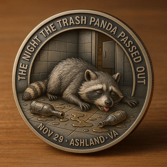🥃🦝Funny Drunk Raccoon Challenge Coin