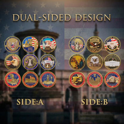 🔥Last Day 69% OFF🔥9PCS USA 250th Anniversary Commemorative Coin Gift Set, 2026 Patriotic Gift for Veterans, 250th Anniversary Collectors