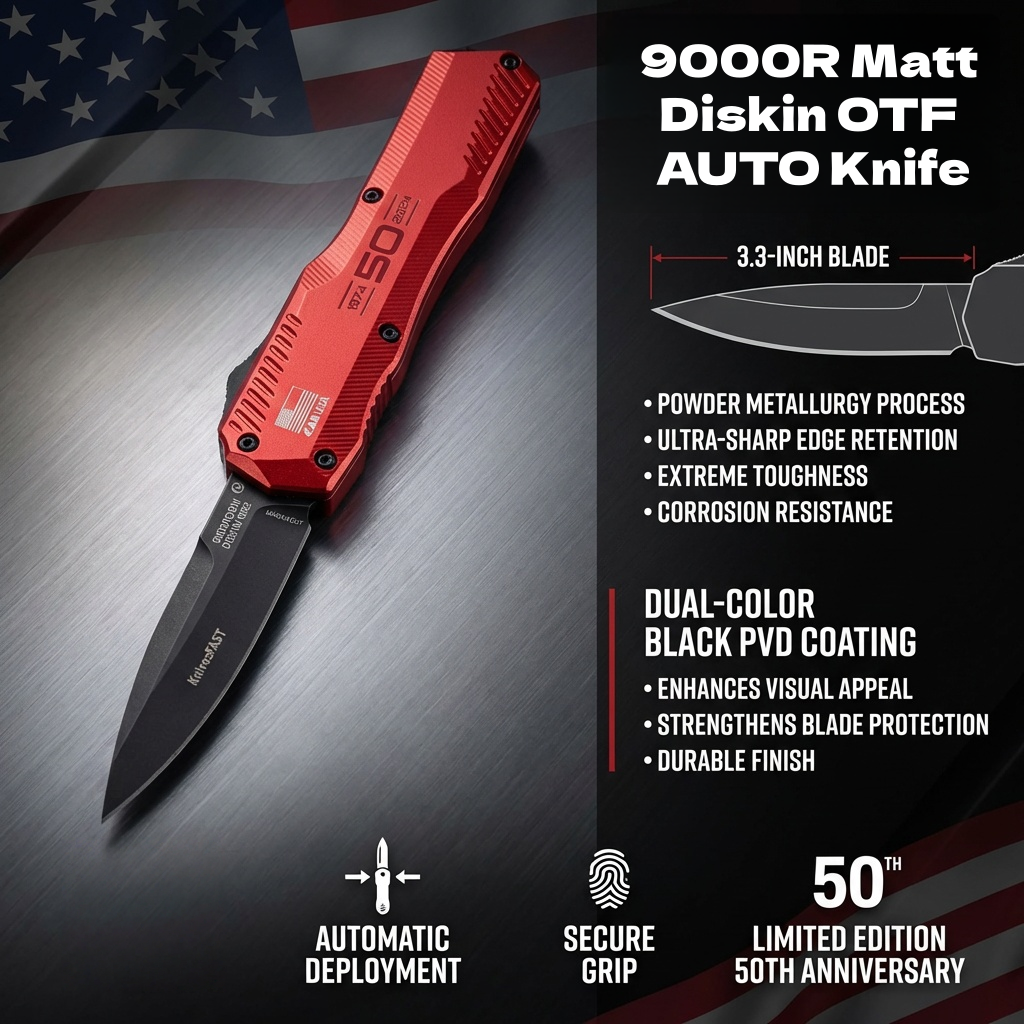 🔥Limited Time Discount 💥 - 🔪9000R Matt Diskin OTF AUTO Knife (🎉50th Anniversary Edition🎉)