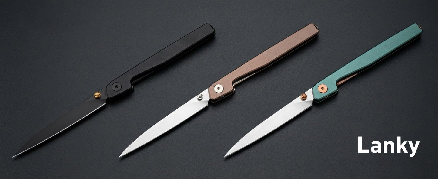 🔥Last Day Sale 50% OFF🎉Lanky Liner Lock Front Flipper Knife Black Aluminum Handle