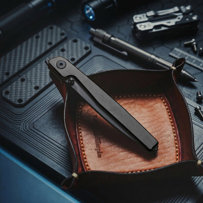 🔥Last Day Sale 50% OFF🎉Lanky Liner Lock Front Flipper Knife Black Aluminum Handle